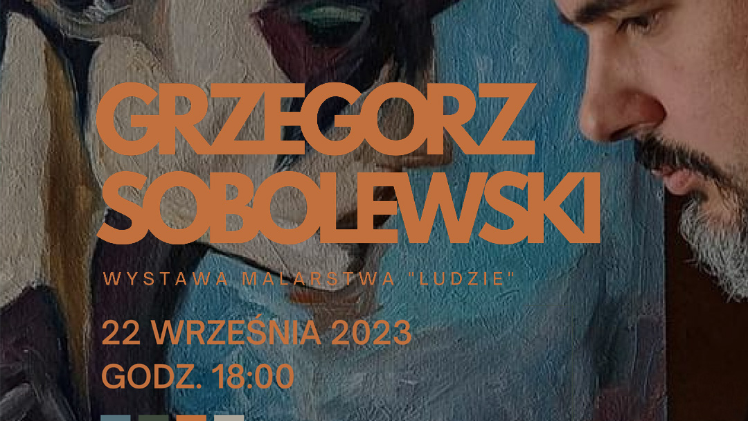 baner promujący wystawę z wizerunkiem autora i jego dzieła