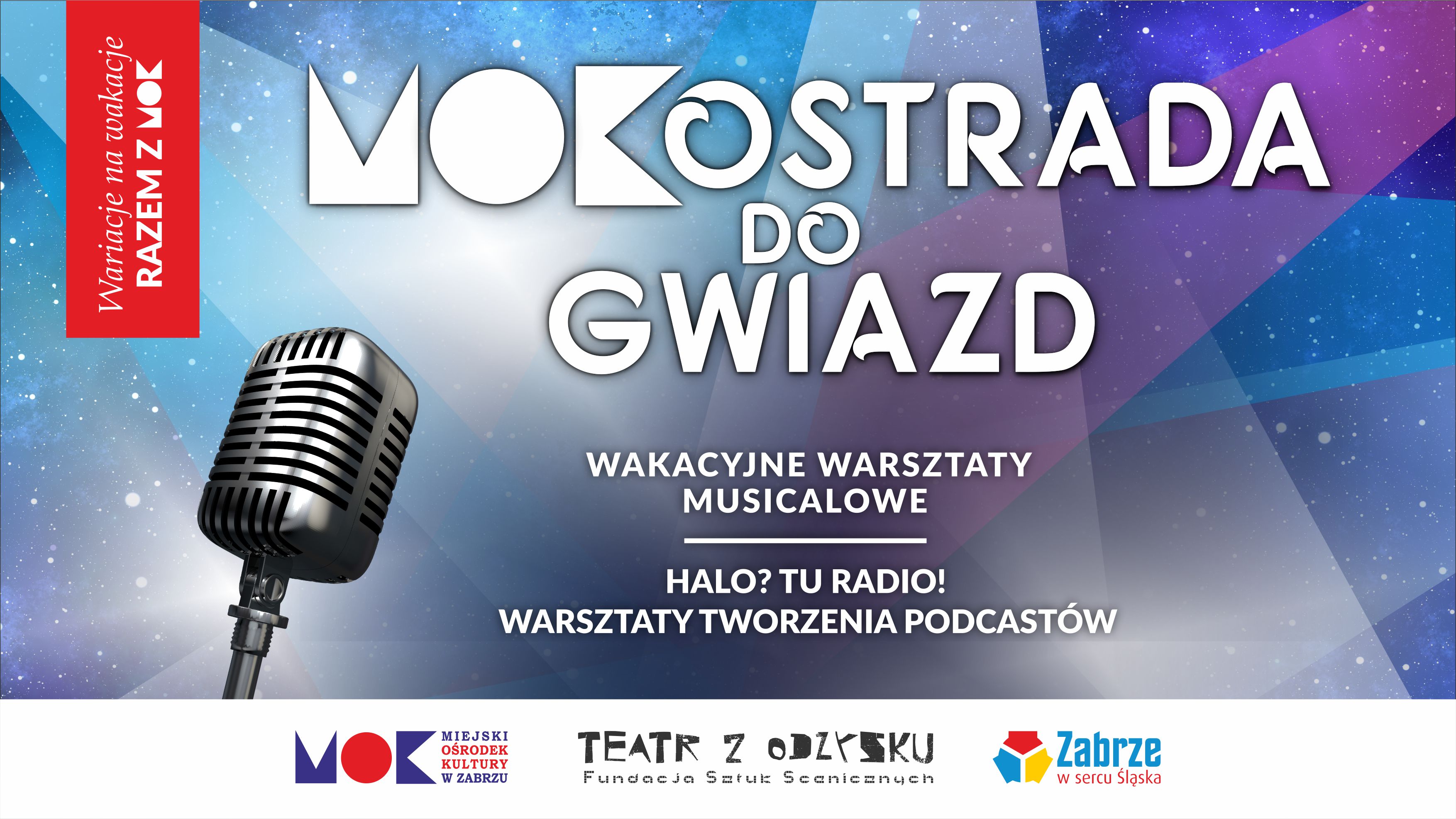 baner z zagwieżdżonym tłem i mikrofonem