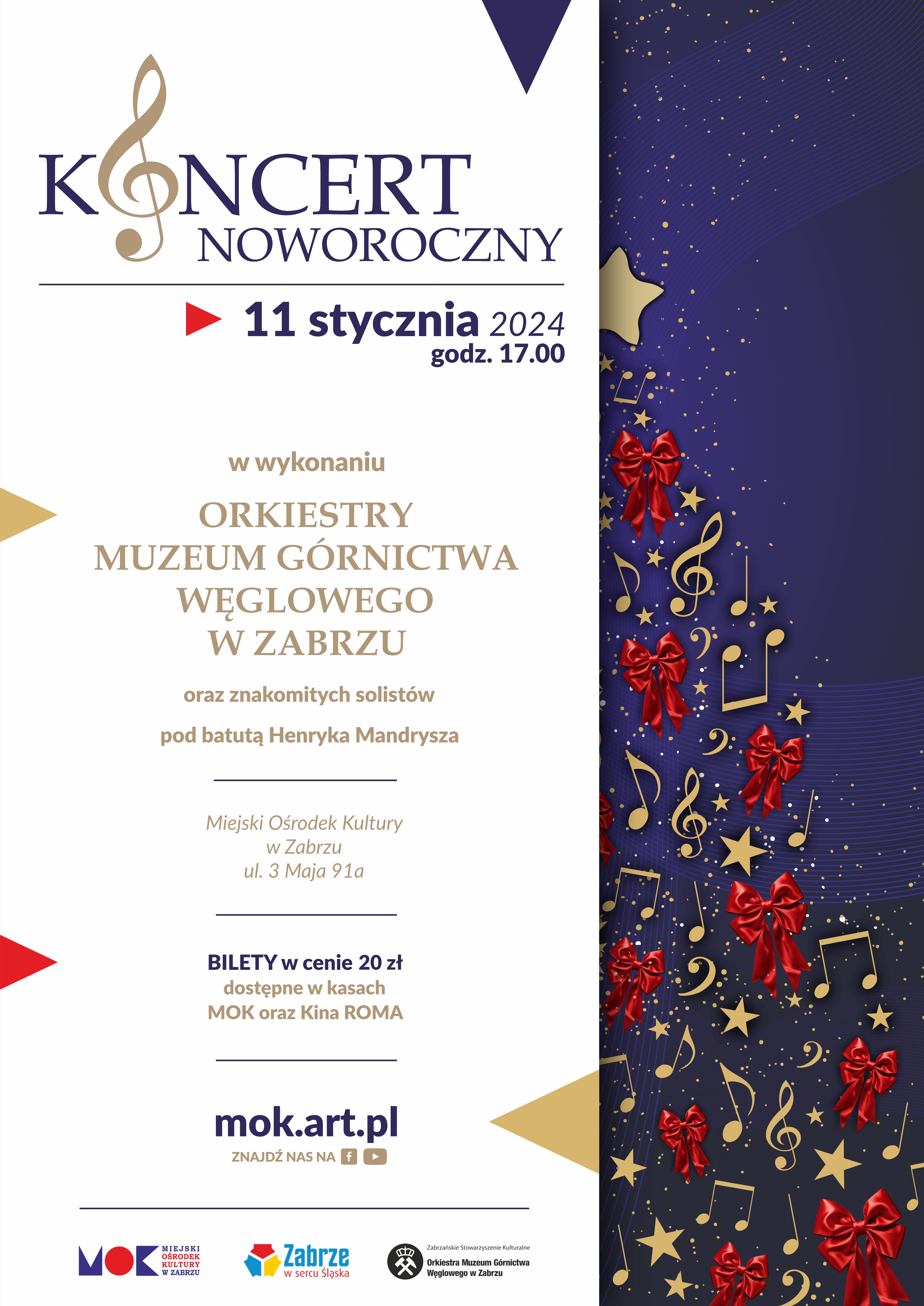 plakat z informacjami o koncercie w wykonaniu orkiestry dętej