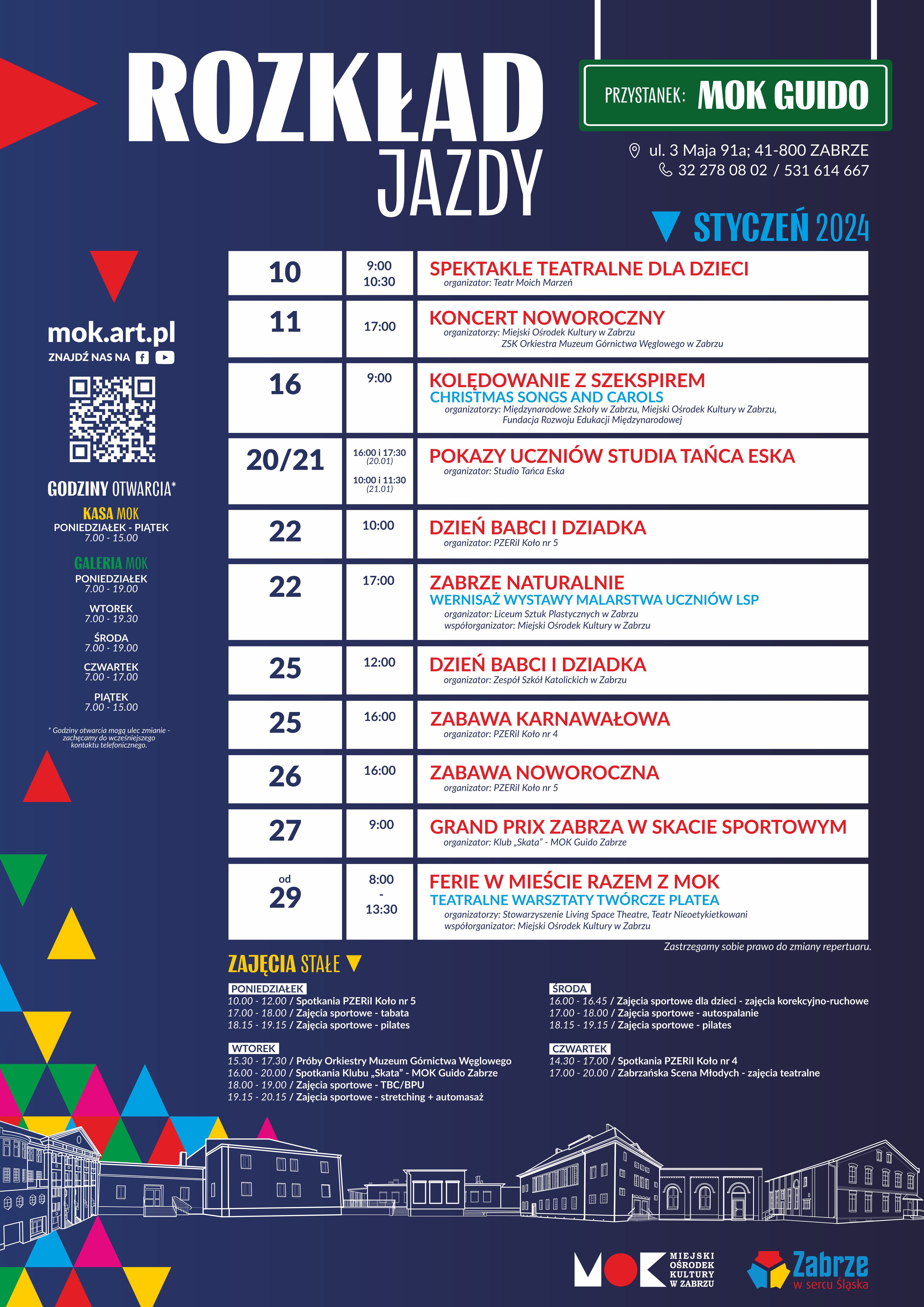 plakat ze styczniowym rozkładem jazdy MOK Guido