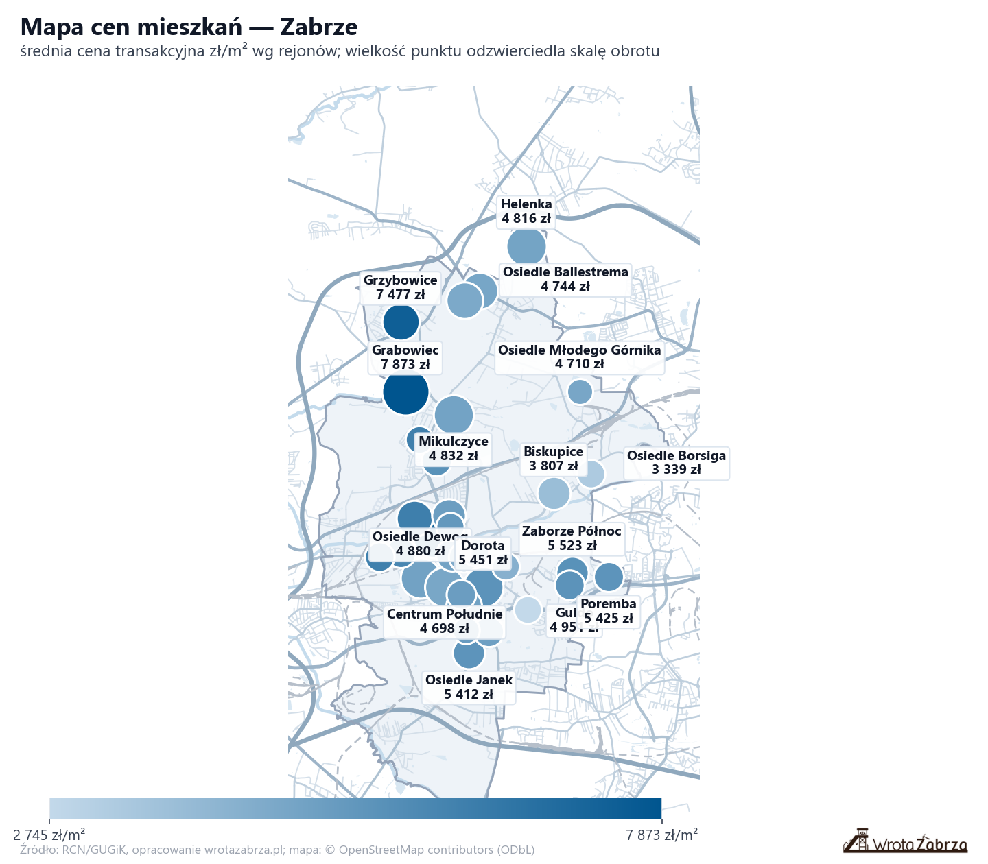 Mapa cen mieszkań - Zabrze