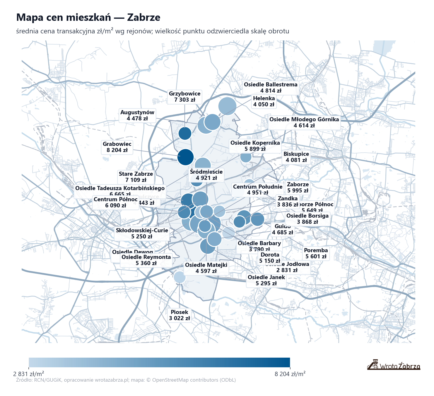 Mapa cen mieszkań - Zabrze