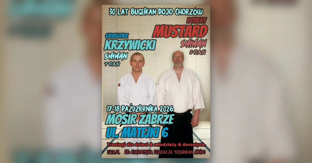 Grafika promocyjna wydarzenia Bugeikan Dojo Chorzów – seminarium Yoshinkan