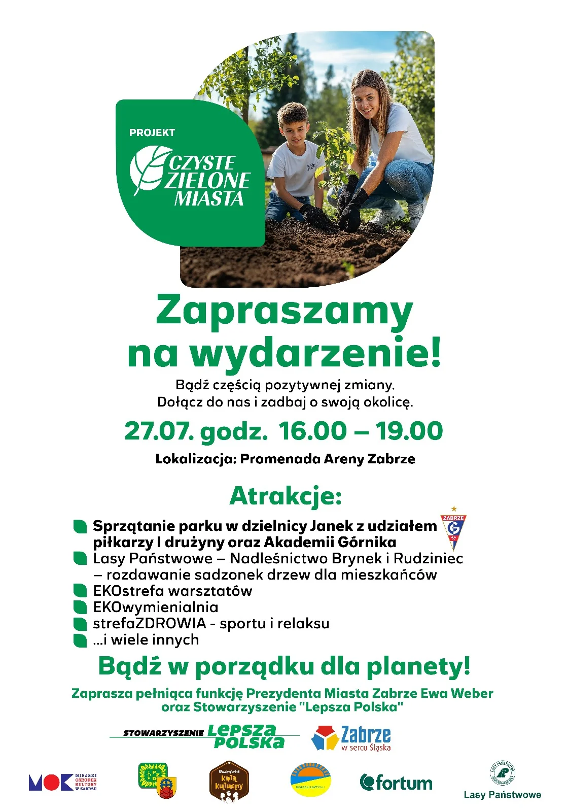 Grafika promocyjna wydarzenia Akcja ekologiczna w Zabrzu na Promenadzie Areny Zabrze