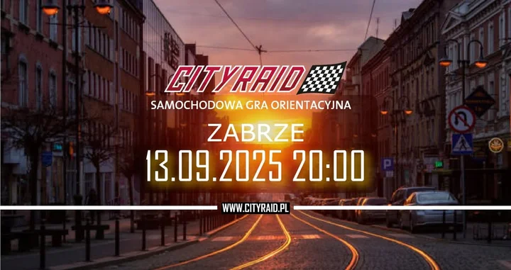 Obrazek przedstawia grafikę promocyjną wydarzenia Samochodowa gra orientacyjna CITYRAID w Zabrzu