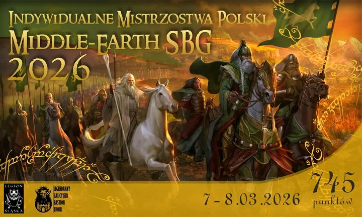 Grafika promocyjna wydarzenia Indywidualne Mistrzostwa Polski Middle‑Earth SBG 2026 — Zabrze, 7–8 marca