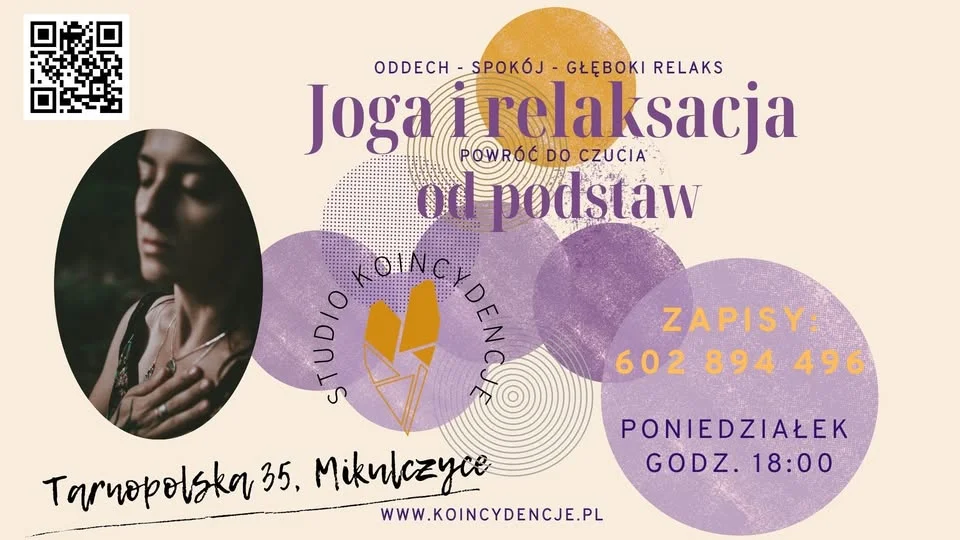 Grafika promocyjna wydarzenia Joga i relaksacja od podstaw – spokojny start