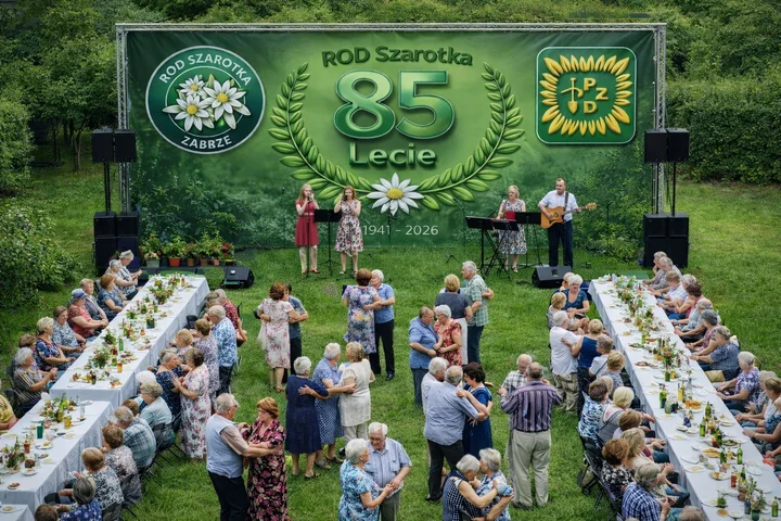 Grafika promocyjna wydarzenia Jubileusz 85-lecia ROD „Szarotka” w Zabrzu