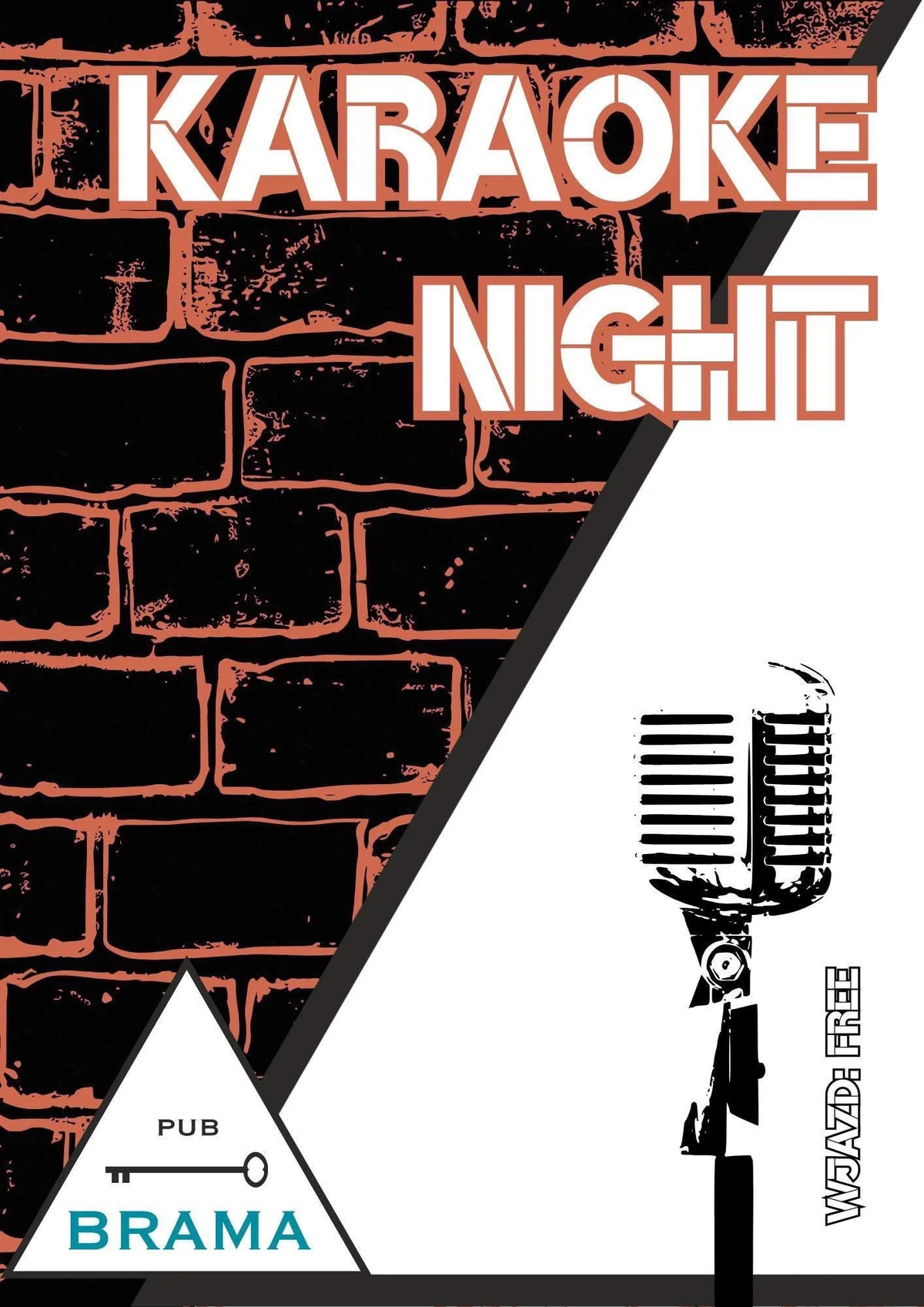 Grafika promocyjna wydarzenia Karaoke Night w Bramie – śpiewanie w Zabrzu