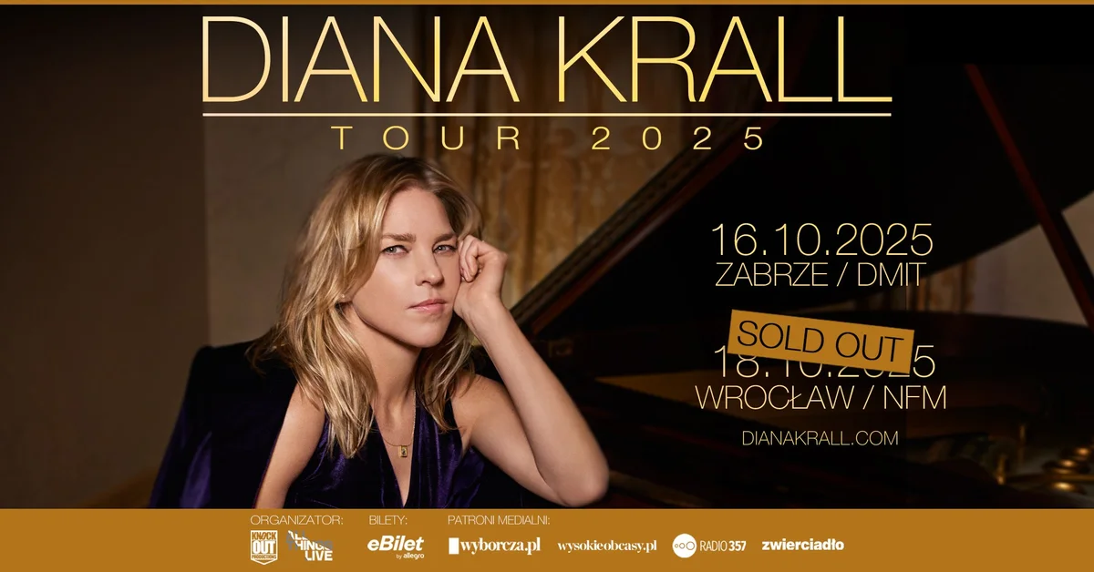 Grafika promocyjna wydarzenia Koncert Diany Krall w Zabrzu – jazzowa ikona na scenie