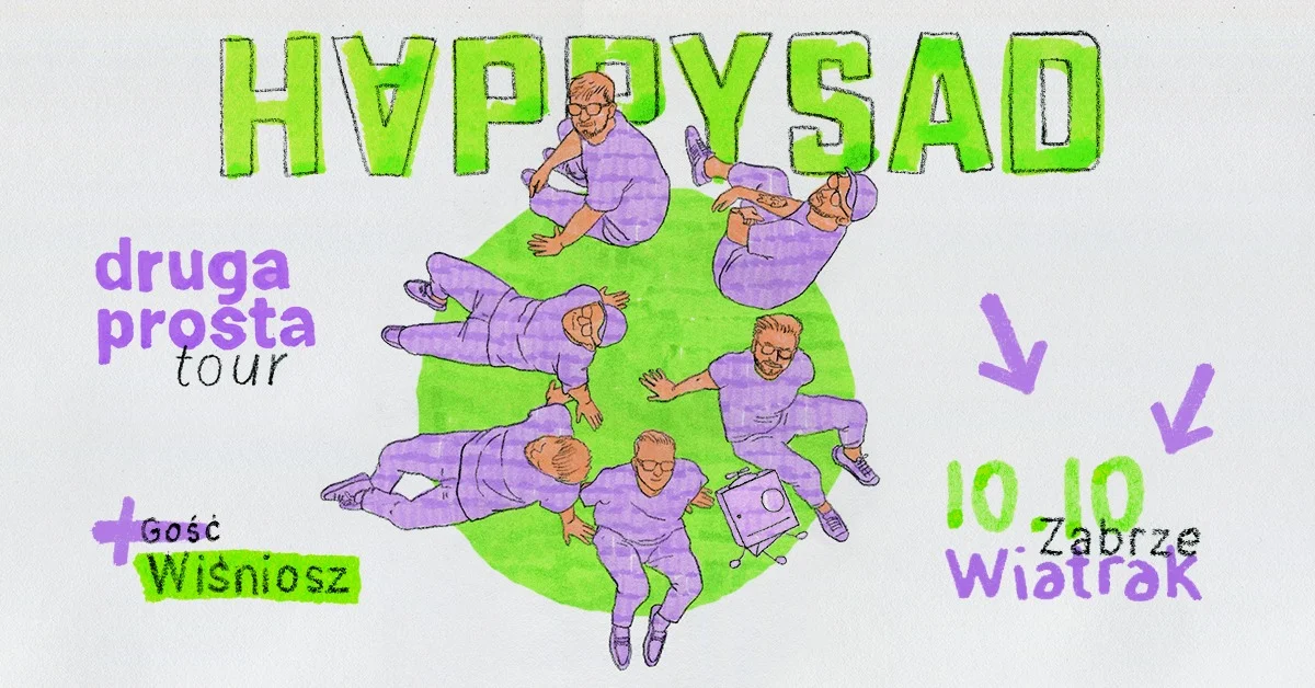 Grafika promocyjna wydarzenia Koncert Happysad i wiśniosz w CK Wiatrak w Zabrzu