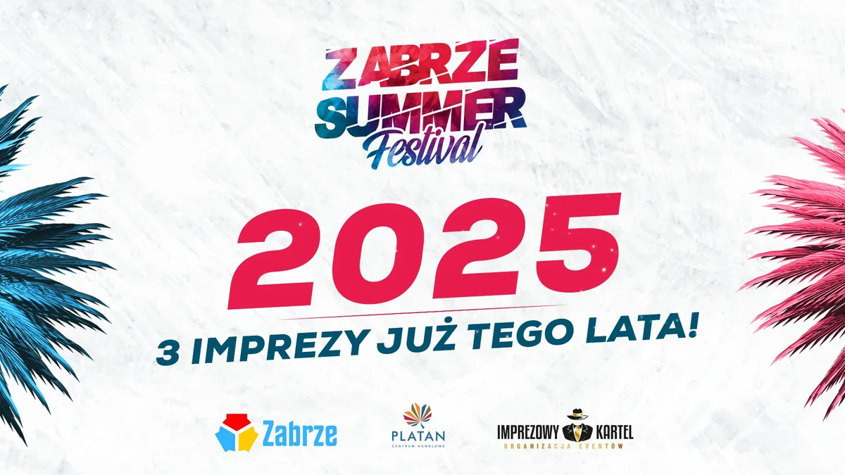 Grafika promocyjna wydarzenia Plenerowe koncerty i atrakcje rodzinne w Zabrzu latem 2025