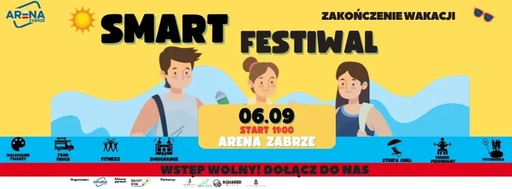 Obrazek przedstawia grafikę promocyjną wydarzenia Plenerowy trening i atrakcje sportowe na promenadzie Areny Zabrze