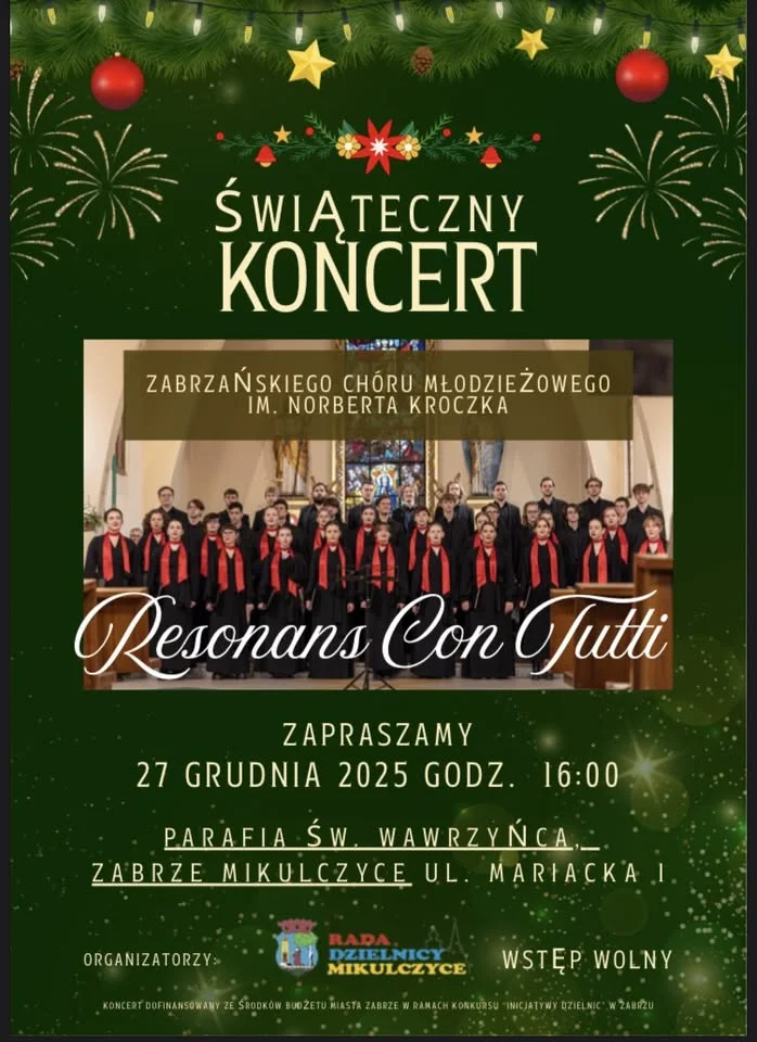 Grafika promocyjna wydarzenia Świąteczny koncert chóru Resonans con tutti w Mikulczycach