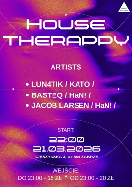 Grafika promocyjna wydarzenia HOUSE THERAPPY! — powitanie wiosny przy house’owych brzmieniach w Bramie