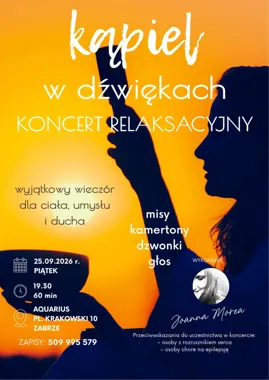 Grafika promocyjna wydarzenia Kąpiel w dźwiękach w Zabrzu