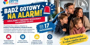 Grafika promocyjna wydarzenia Krajowy Trening Rodzinny Akademii OLiOC – naucz się, jak reagować na alarm
