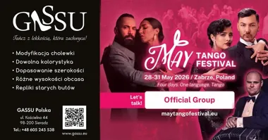 Grafika promocyjna wydarzenia May Tango Festival 2026 w Zabrzu — cztery dni tanga, muzyki i pokazów
