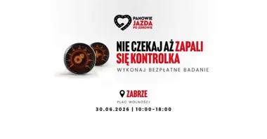 Grafika promocyjna wydarzenia Panowie! Jazda po zdrowie w Zabrzu — bezpłatne badania na Placu Wolności