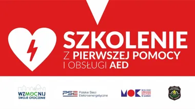 Grafika promocyjna wydarzenia Szkolenie z pierwszej pomocy i użycia AED