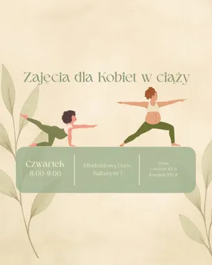 Grafika promocyjna wydarzenia Zajęcia dla kobiet w ciąży w Zabrzu – spokojna joga dla przyszłych mam