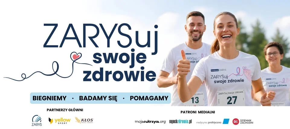 Grafika promocyjna wydarzenia ZARYSuj swoje zdrowie 2026 – bieg profilaktyczny